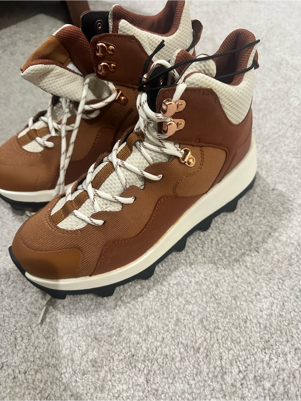 Universal Thread Brown and Cream Platform Hiker Sneakers